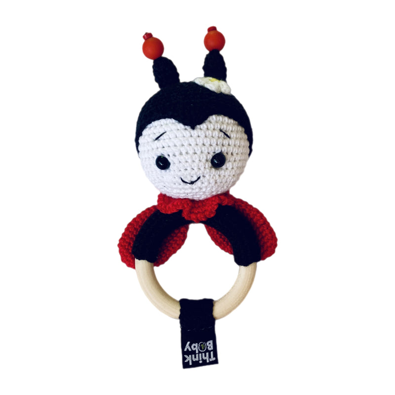 High Contrast Crochet Rattle & Teether - Lady Bug