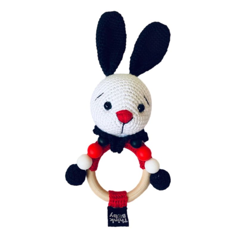 High Contrast Crochet Rattle & Teether - Bunny