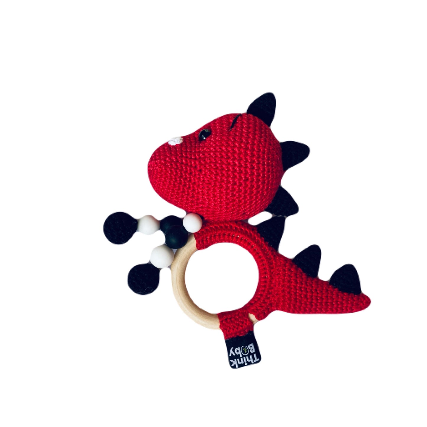 High Contrast Crochet Rattle & Teether - Dino